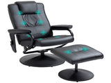 Swivel Recliner Chair and Footstool, Faux Leather Massage Recliner Armchair with Remote Control and T3398P328085