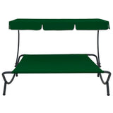 Outdoor Lounge Bed with Canopy Green 313526