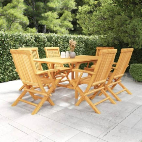 ZNTS 7 Piece Garden Dining Set Solid Teak Wood 3059596