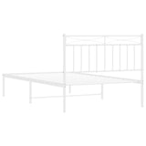 Metal Bed Frame without Mattress with Headboard White 107x203cm 373736