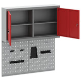 Tool Cabinet Set with Shelf 3 pcs Red Powder-Coated Steel 3321399