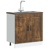 Sink Base Cabinet Kalmar Smoked Oak 80x46x81.5 cm Engineered Wood 853452