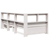 Bookcase Bed without Mattress White 75x190 cm Solid Wood Pine 3324369