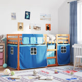 Bunk Bed without Mattress Blue 90x190 cm Single Solid Wood Pine 3283950