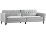 Modern Convertible Sofa Futon Velvet-Touch Tufted Couch Compact Loveseat with Adjustable Split Back, T3398P377957
