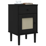 Bedside Cabinet SENJA Rattan Look Black 40x35x65 cm Solid Wood Pine 358015