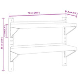 2-Tier Wall Shelf 75x23.5x60 cm Silver Stainless Steel 30314