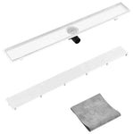ZNTS Shower Drain with 2-in-1 Cover 103x14 cm Stainless Steel 146011