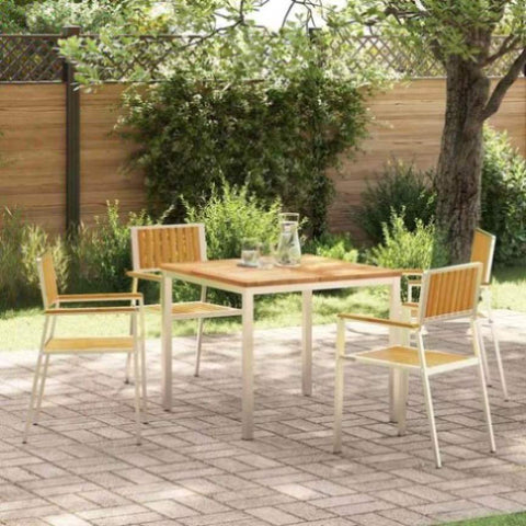 Garden Dining Set 5 pcs Brown Solid teak wood 3334798