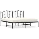 Metal Bed Frame without Mattress with Headboard Black 183x213cm 373794