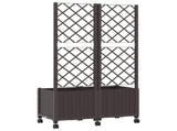 Garden Planter with Trellis&Wheels Brown 80 x 40 x 146 cm PP 3422969