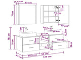Bathroom Furniture Set 5 pcs Old Wood Engineered Wood and Glass 3406813