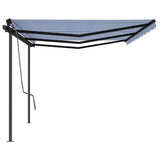 Manual Retractable Awning with Posts 6x3 m Blue and White 3070196