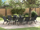Garden Dining Set 9 pcs Black Powder-coated Steel 3379120
