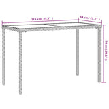 Garden Table with Glass Top Beige 115x54x74 cm Poly Rattan 365075