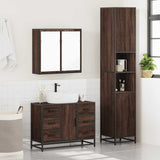 ZNTS 3 Piece Bathroom Furniture Set Brown Oak Engineered Wood 3301084