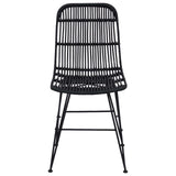 Dinning Chair 2 pcs Black 41 x 55 x 85 cm Rattan and Steel 42033207