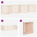 Dog Gate with Door Foldable 8 Panels 640 cm Poplar Wood 3155670
