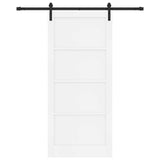 Sliding Door 93 x 211 cm Engineered Wood White and Black 3449894