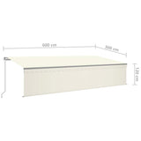 Manual Retractable Awning with Blind&LED 6x3m Cream 3069482