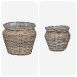 Planter Basket with Storage 2 pcs Grey Lacak Rattan 42020959