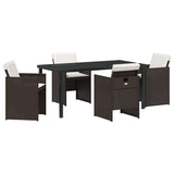 Garden Dining Set with Cushion 5 pcs Brown Poly Rattan 3379954