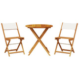 Bistro Set Cream White Solid Acacia wood, Polyester fabric 3 Piece 3281844