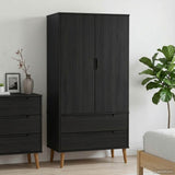 Wardrobe MOLDE Black 90 x 55 x 175 cm Solid Pine Wood 42020940