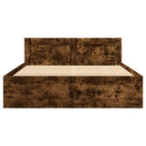 Bed Frame with Headboard without Mattress Smoked Oak 120x190 cm Small Double 3295608