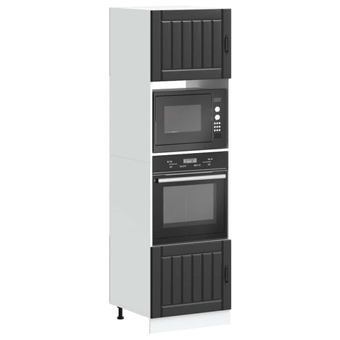 Oven Cabinets 2 pcs Lucca Black Engineered Wood 3315042