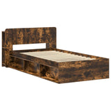 Bed Frame with Storage Smoked Oak 90 x 190 cm Engineered Wood 3433332