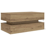 Coffee Table with LED Lights Artisian Oak 90x50x40 cm 857719