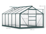 6 x 10ft Polycarbonate Greenhouse, Large Walk-In Green House with Slide Door and Window, Garden T3398P317624