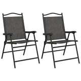 Folding Garden Chairs 2 pcs Melange Grey Steel and Textilene 360197