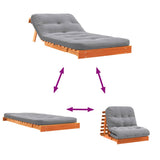 Futon Sofa Bed with Mattress Wax Brown 90x206x11 cm Solid Wood Pine 846763