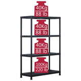 Storage Shelf Racks 2 pcs Black 220 kg 90x40x138 cm Plastic 276262