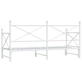 Daybed with Trundle without Mattress White 90x190 cm Steel 4104688