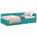 Corner Bed Frame with Headboard Turquoise 90 cm x 190 cm Velvet 42016079