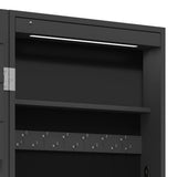 Mirror Jewellery Cabinet with LED Lights Wall Mounted Black 353242