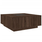 ZNTS Coffee Table with Infinity LED Brown Oak 100x100x40 cm 3284048