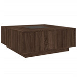 ZNTS Coffee Table with Infinity LED Brown Oak 100x100x40 cm 3284048