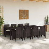 Garden Dining Set 9 pcs Brown Polypropylene 3378741