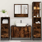 4 Piece Bathroom Furniture Set Smoked Oak Engineered Wood 3301282