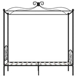 284475 Canopy Bed Frame without Mattress Black Metal 100x200 cm