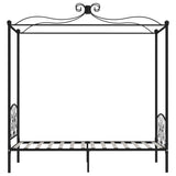 284475 Canopy Bed Frame without Mattress Black Metal 100x200 cm