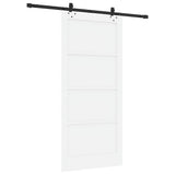 Sliding Door White and Black 93 x 202 cm Solid Pine Wood 3333515