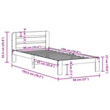 Bed Frame without Mattress Wax Brown 90x190 cm Single Solid Wood Pine 855569