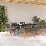 Garden Dining Set with Cushion 7 pcs Grey Poly Rattan 3261681