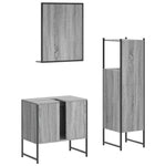 ZNTS 3 Piece Bathroom Cabinet Set Grey Sonoma Engineered Wood 3214347
