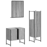 ZNTS 3 Piece Bathroom Cabinet Set Grey Sonoma Engineered Wood 3214347